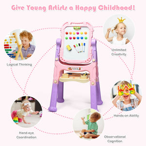 Height Adjustable Kids Art Easel Magnetic Double Sided Board for Toddlers & Kids