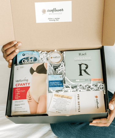 Deluxe C-Section Recovery Box for new moms, perfect baby gift set for postpartum care and comfort.