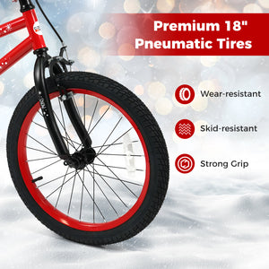 12-inch adjustable kids bike with Christmas music and flag for ages 3-5, angled view showcasing vibrant design.