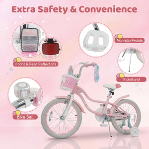 12-inch adjustable girls' bike with basket and streamers, perfect for kids aged 3, shown at angle 31.