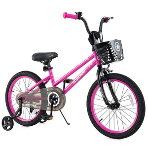 12-inch adjustable kids bike with front basket for children aged 3, angled view showcasing vibrant design and features.
