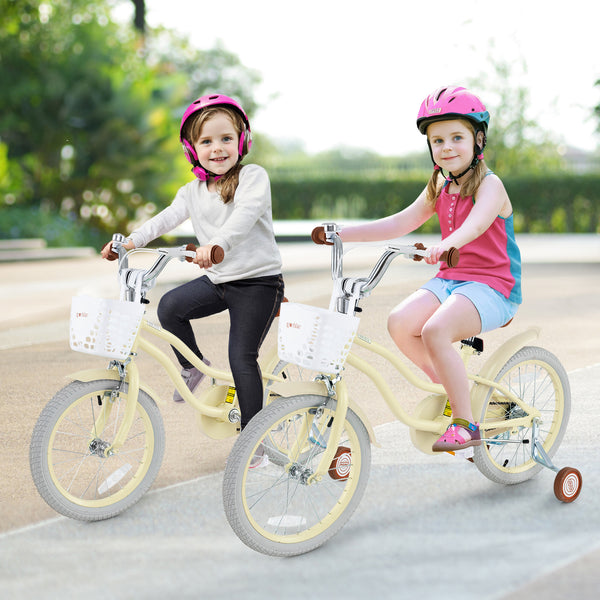 14-inch kids bike with adjustable seat and training wheels for ages 3-8, angled view showcasing vibrant design.