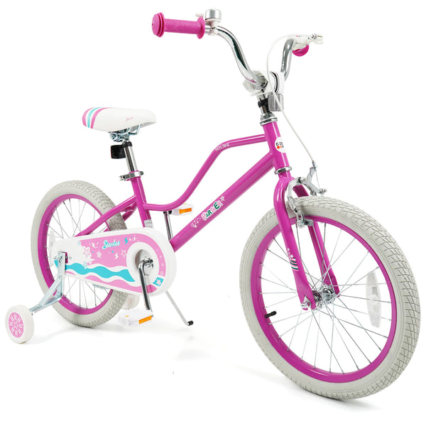 12-inch pink kids bike for ages 3-8 with adjustable handlebar, Starlight Wave design, angled view.