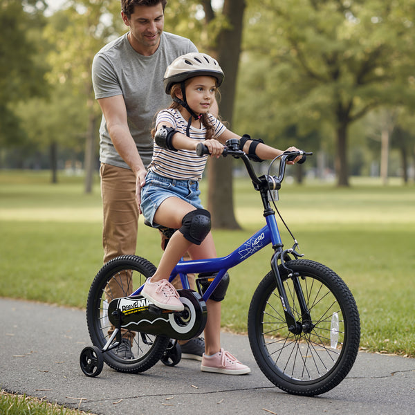 14-Inch Kids Bike with Removable Training Wheels Navy - Brave Hero