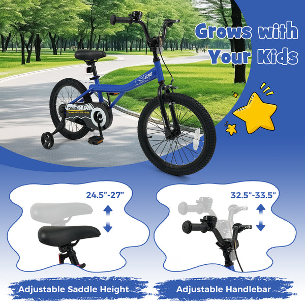 14-Inch Kids Bike with Removable Training Wheels Navy - Brave Hero