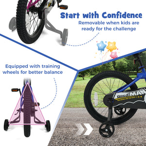14-Inch Kids Bike with Removable Training Wheels Navy - Brave Hero
