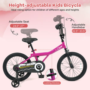 14-Inch Kids Bike with Removable Training Wheels Pink