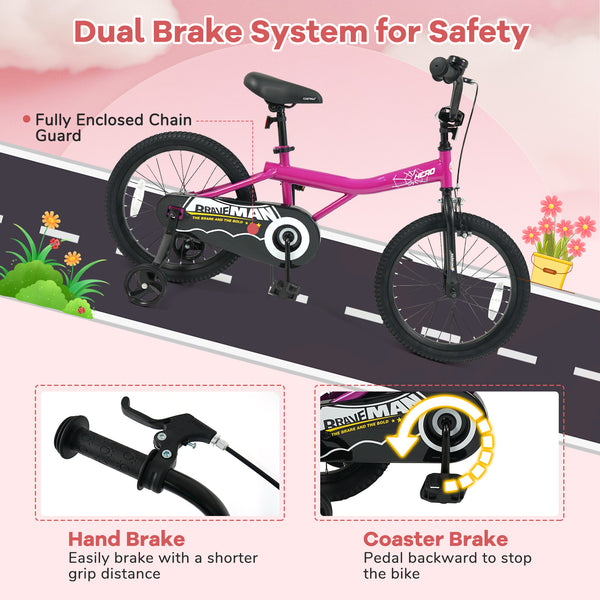 14-Inch Kids Bike with Removable Training Wheels Pink