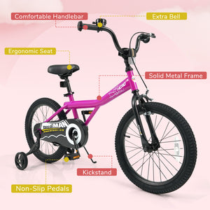 14-Inch Kids Bike with Removable Training Wheels Pink