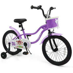 12-inch magic purple kids bike with training wheels for ages 3-4, angled view showcasing design and features.
