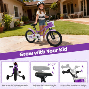 Magic purple 12-inch kids bike with training wheels for ages 3-4, angled view showcasing design and features.