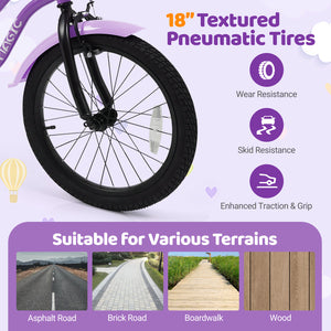 12-inch magic purple kids bike with training wheels for ages 3-4, angled view showcasing design and features.