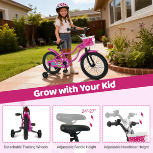 12-inch Magic Rose kids bike with training wheels for ages 3-4, angled view showcasing vibrant design and safety features.