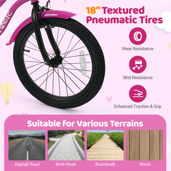 12-inch kids bike with training wheels for ages 3-4, Magic Rose design, viewed at a 27-degree angle.