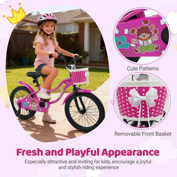 12-inch Magic Rose kids bike with training wheels for ages 3-4, viewed at angle 28, perfect for young riders.