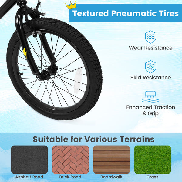 18 Inch Kids Bike with Training Wheels for Ages 4-8 Years Old Black- Street Art Time