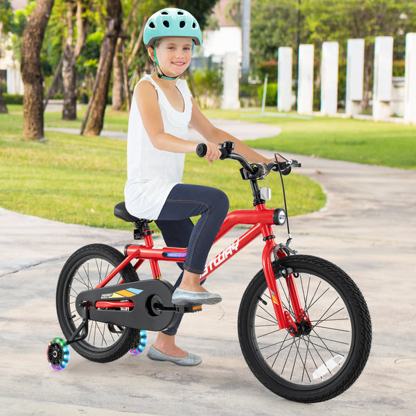 16 Inch Kids Bike with LED Lights Adjustable Carbon Steel Bicycle for 4-7 Years Old