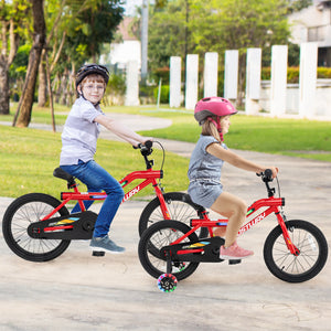 16 Inch Kids Bike with LED Lights Adjustable Carbon Steel Bicycle for 4-7 Years Old