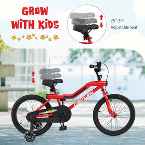 16 Inch Kids Bike with LED Lights Adjustable Carbon Steel Bicycle for 4-7 Years Old