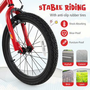 16 Inch Kids Bike with LED Lights Adjustable Carbon Steel Bicycle for 4-7 Years Old