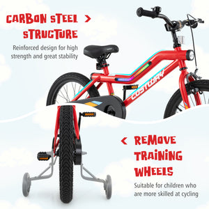 16 Inch Kids Bike with LED Lights Adjustable Carbon Steel Bicycle for 4-7 Years Old