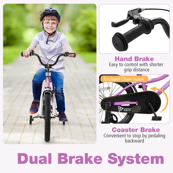 Kids Bike 14-Inch Children Training Bicycle with 2 Brake for 3