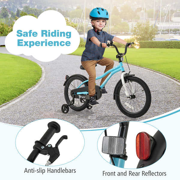 14-inch kids bike for ages 3-5 with training wheels, perfect for young children learning to ride.