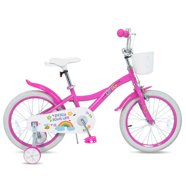 Girls Bike for 3-8 Years Old with Basket - Spring Party Pink
