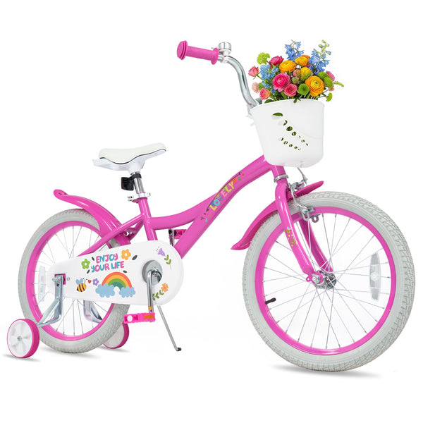 Girls Bike for 3-8 Years Old with Basket - Spring Party Pink