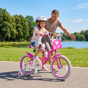 Girls Bike with Front Bag and Streamers for 3-8 Years Pink