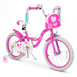 Girls Bike with Front Bag and Streamers for 3-8 Years Pink