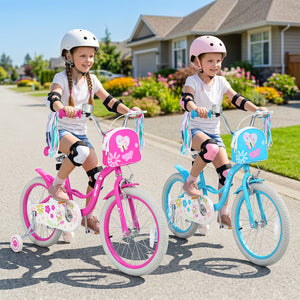 Girls Bike with Front Bag and Streamers for 3-8 Years Blue