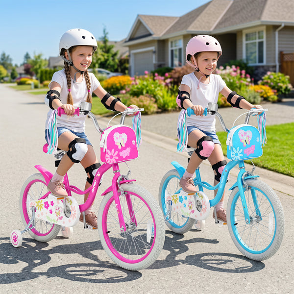 Girls Bike with Front Bag and Streamers for 3-8 Years Blue