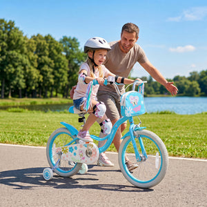Girls Bike with Front Bag and Streamers for 3-8 Years Blue