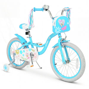 Girls Bike with Front Bag and Streamers for 3-8 Years Blue