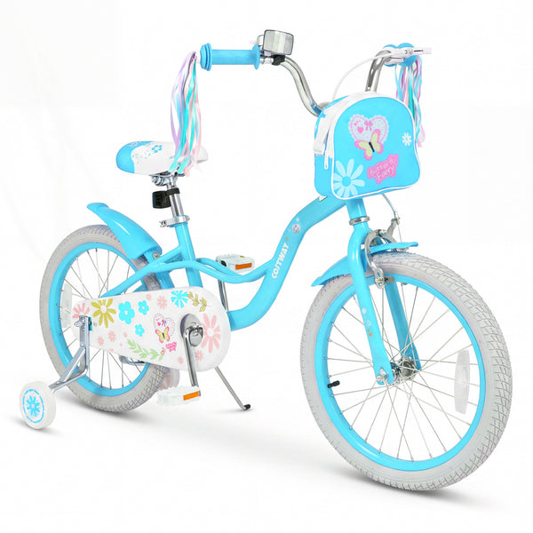 Girls Bike with Front Bag and Streamers for 3-8 Years Blue