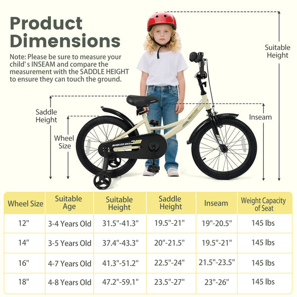 12-inch kids bike with removable training wheels, angled view showcasing vibrant design for young riders.