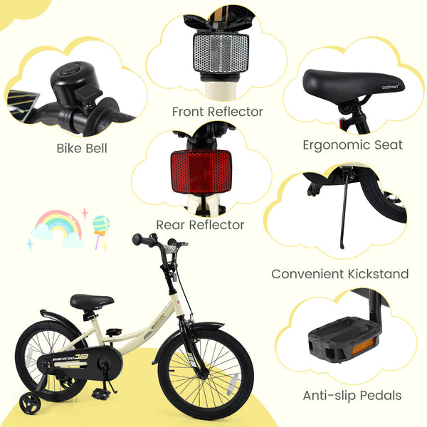 12-inch kids bike with removable training wheels, angled view showcasing vibrant design and sturdy build for young riders.