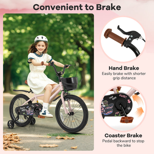 16-Inch Kids Bike with Basket and Adjustable Handlebar for 4