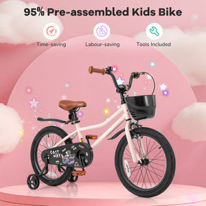 16-Inch Kids Bike with Basket and Adjustable Handlebar for 4
