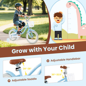 12-inch kids bike with adjustable handlebar and seat, perfect for toddlers aged 3, shown at a 30-degree angle.
