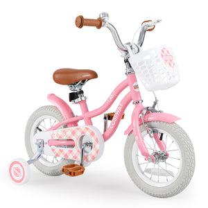 18 Inch Kids Bike with Training Wheels and Basket for Boys Girls 4-8 Years Old
