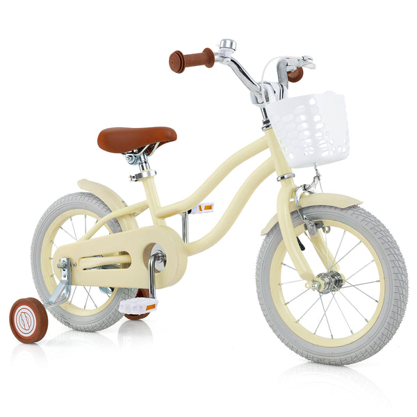 14-inch kids bike with adjustable seat and training wheels for ages 3-8, viewed from angle 19. Perfect for young riders!