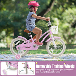 14 Inch Kid's Bike with Removable Training Wheels and Basket