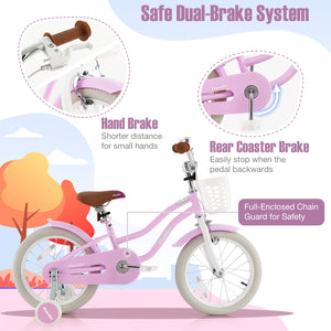 14 Inch Kid's Bike with Removable Training Wheels and Basket