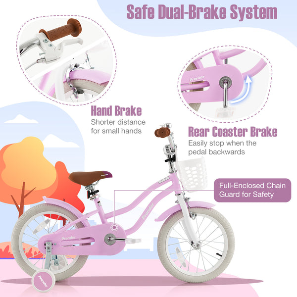 14 Inch Kid's Bike with Removable Training Wheels and Basket