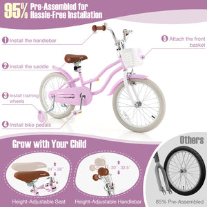 14 Inch Kid's Bike with Removable Training Wheels and Basket