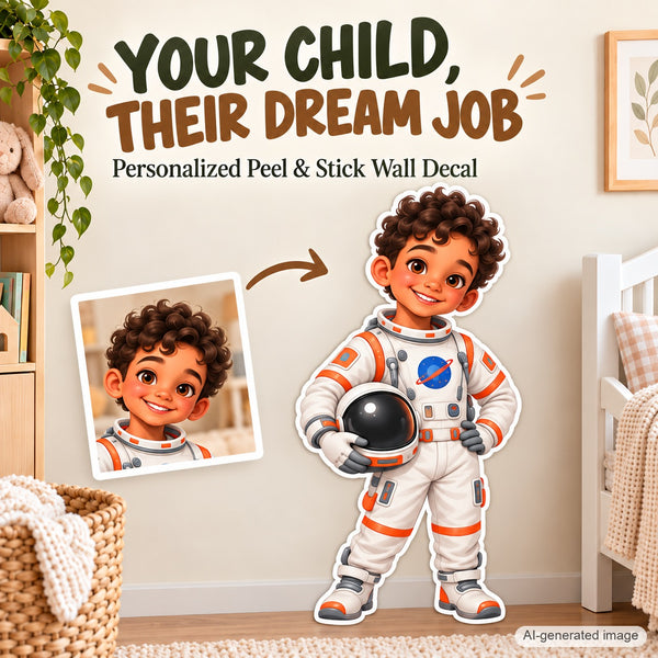 Personalized Astronaut Wall Decal from Photo, Dream Job Sticker, image 2