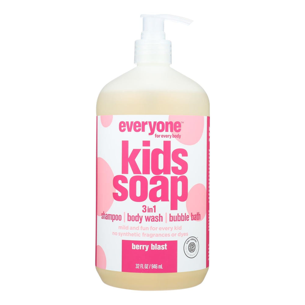 Everyone 3-in-1 Kids Soap Berry Blast 32 fl oz - gentle baby skincare for bath time fun.