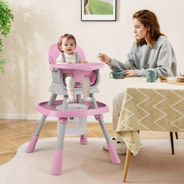 16-in-1 Baby High Chair with Activity Center and Booster Seat for Babies and Toddlers-Pink